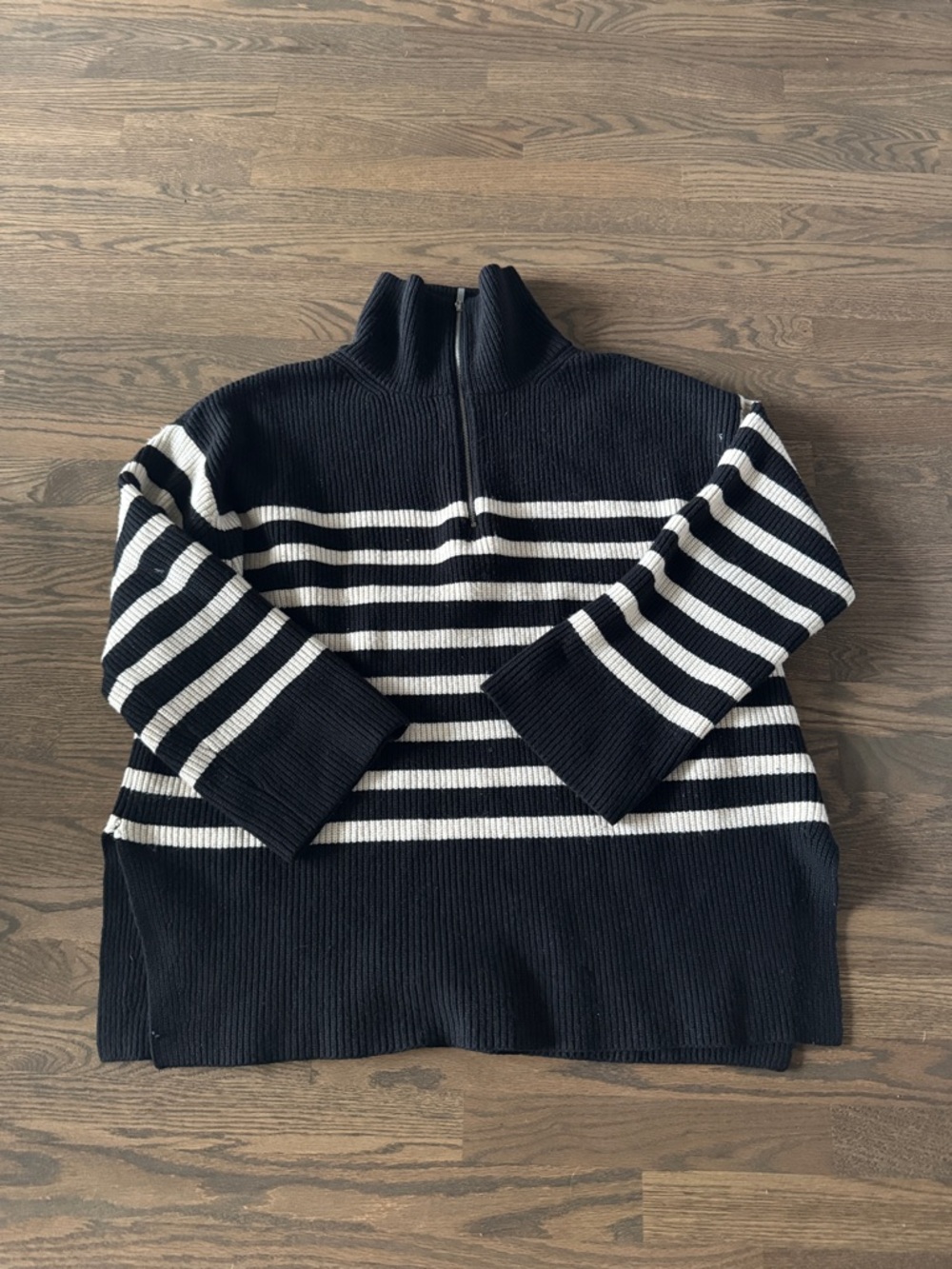 H&M Striped Half-Zip Sweater Pullover